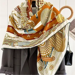 Large Square Blanket Scarf Shawl Cape Double Sided Printing Womens Winter Warm Pashmina Scarves Foulard Echarpe 135x135CM