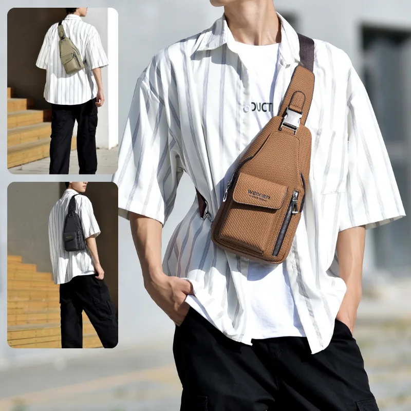 New men's chest bag high quality PU leather crossbody bag water-resistant outdoor travel small backpack men crossbody bag