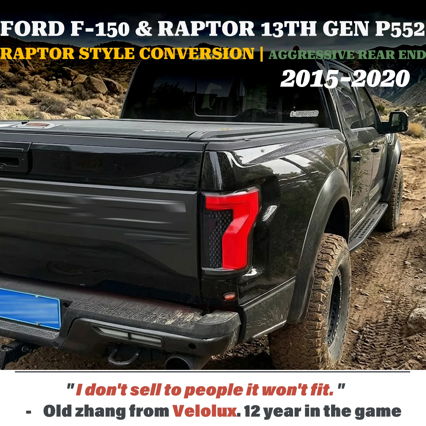 

For 15-20 Ford F150 & Raptor 13th Gen P552 TailLight Assembly PlugnPlay Sequential Dynamic Startup Animation Old to New Upgrade