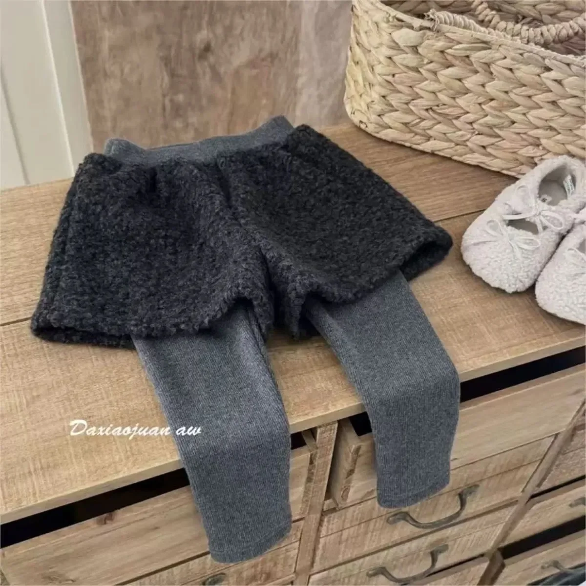 

Kids Girls' Plush Onesie Casual Pants Autumn Winter Warm Leggings Cute Children's Clothing With Plush Addition