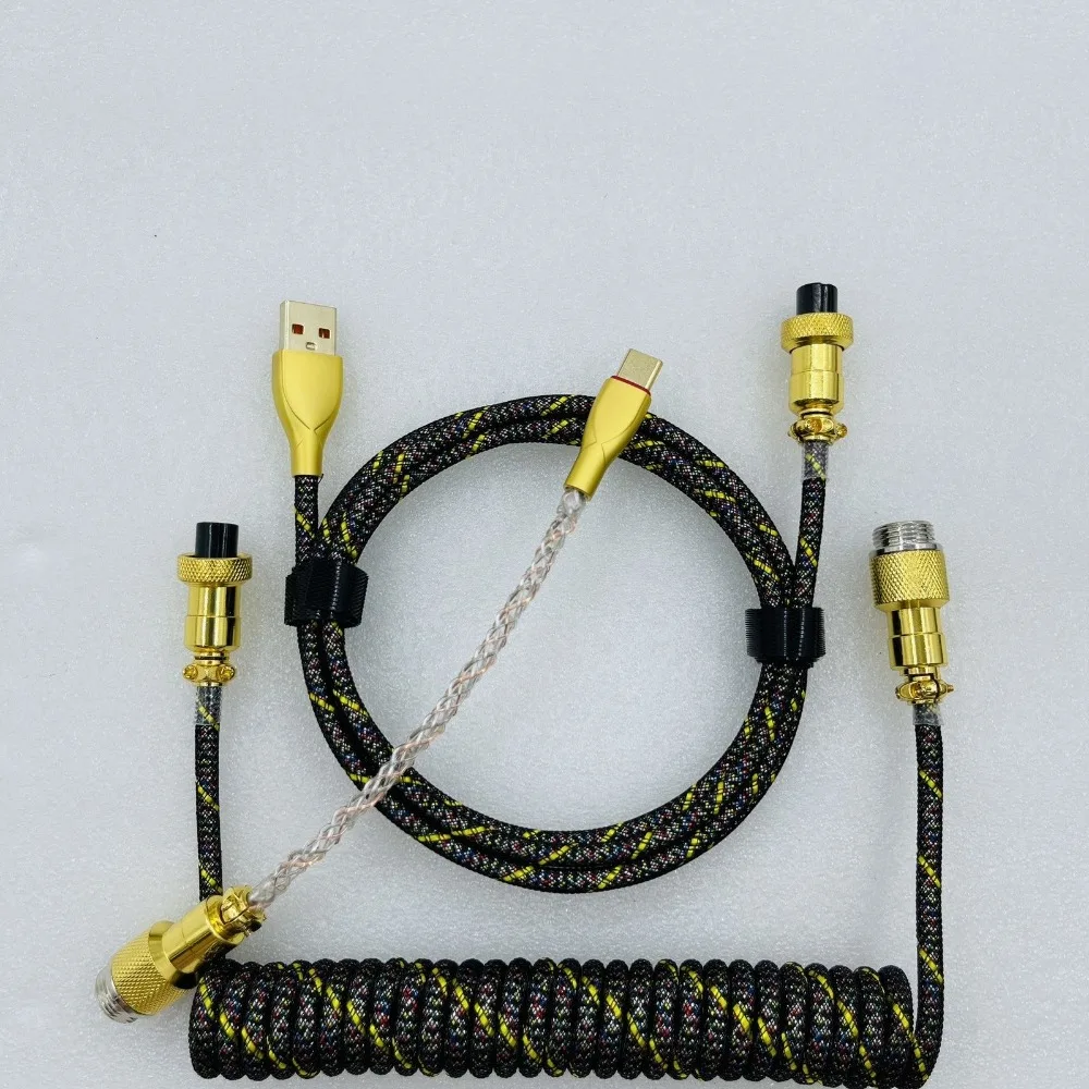Gold-Plating Aviator Cable USB C To TYPE-A Spring Wire USB-A Type-C For Game Magnetic Switch Mechanical Keyboard DIY Kit