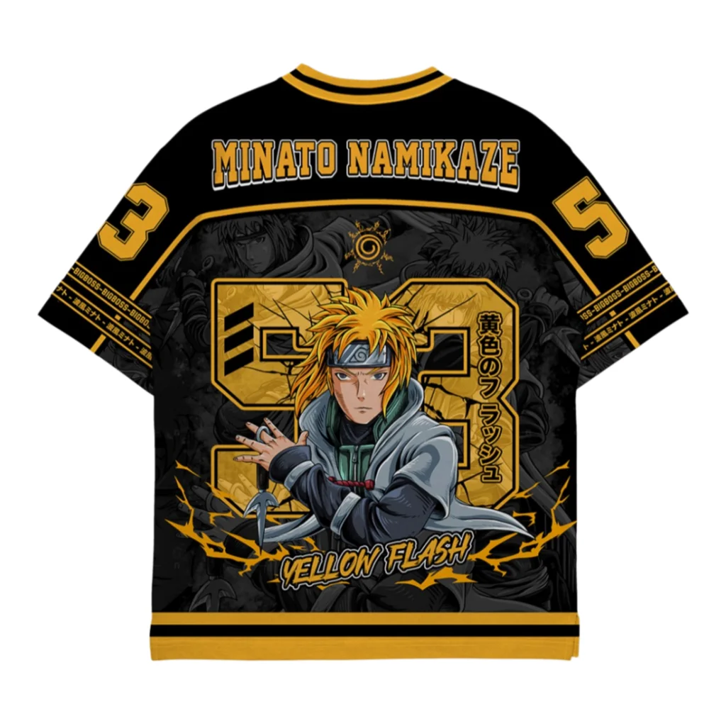 Naruto Fourth Hokage Minato Oversized Jersey Adult Kids Athleisure T-Shirt Family Summer Quick-drying Soft Lightweight Comfy