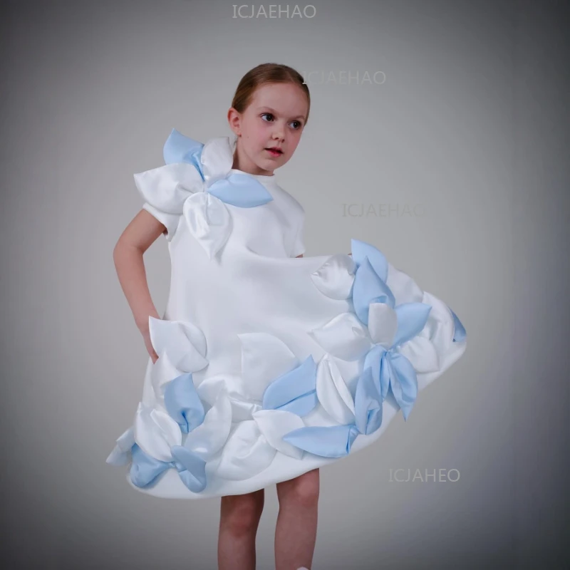 

New Children Girls 3D FlowerFormal Pageant Elegant Outfit Spring Summer Princess Gown Dress Costume Kids Sweet Birthday Party