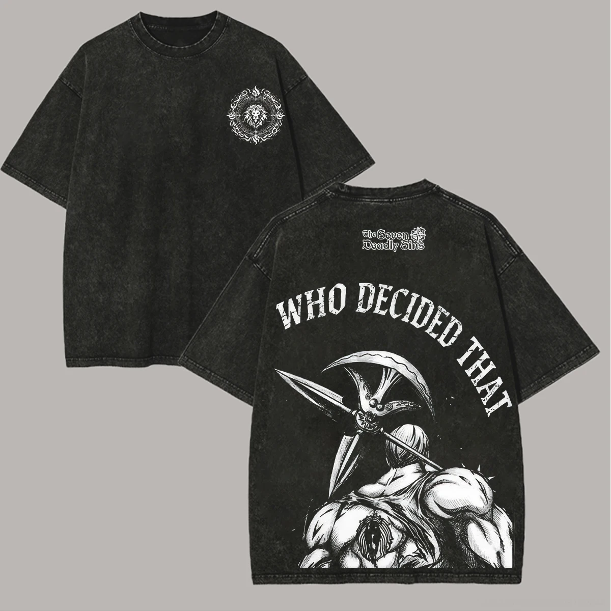 Camiseta lavada para amantes del anime The Seven Deadly Sins, ropa para todo el año, ropa con personalidad, talla grande, unisex, nuevo modelo, suave para parejas