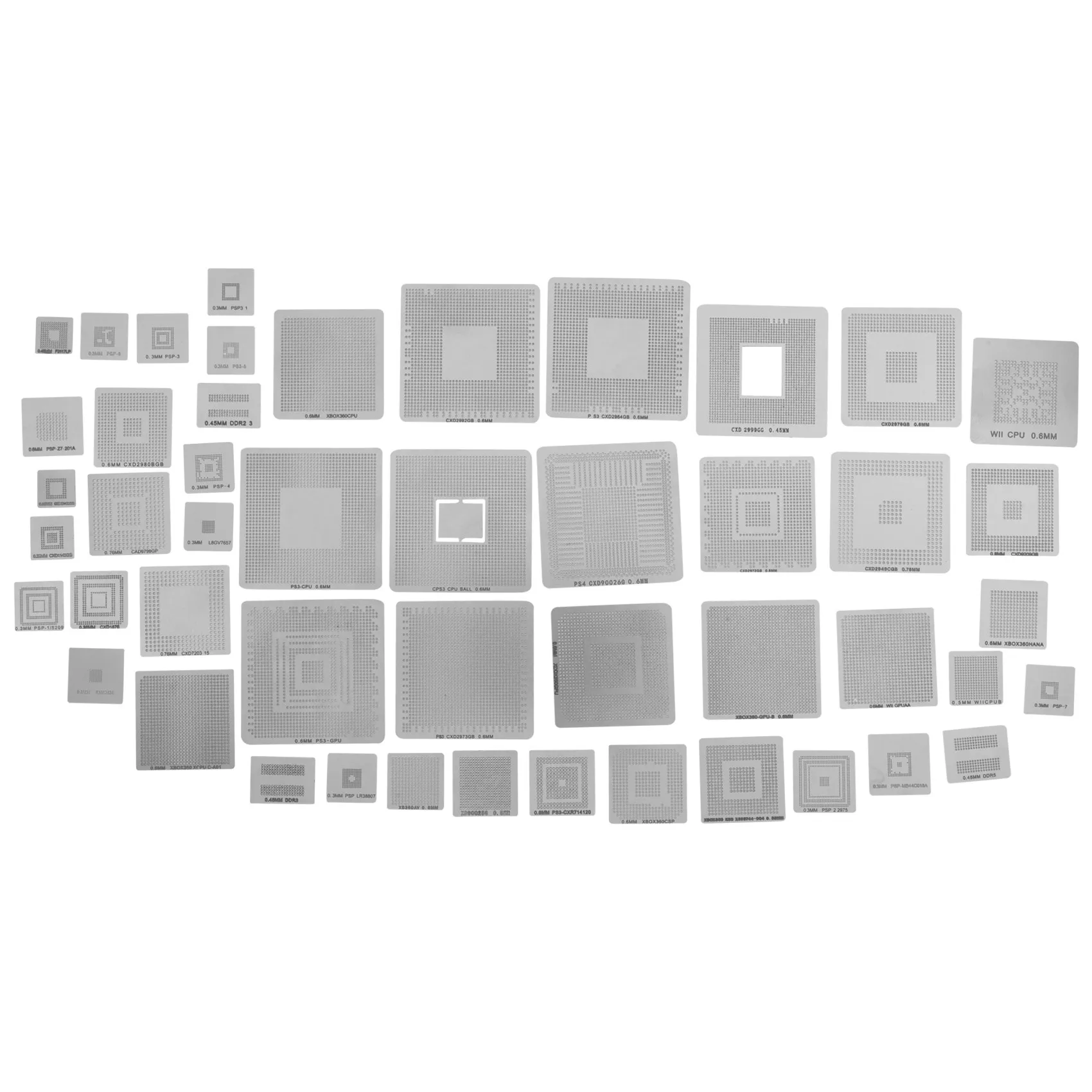 

Y31A 47 шт./компл., универсальные трафареты для реболлинга с прямым нагревом для игровой консоли, процессора, графического процессора CXD