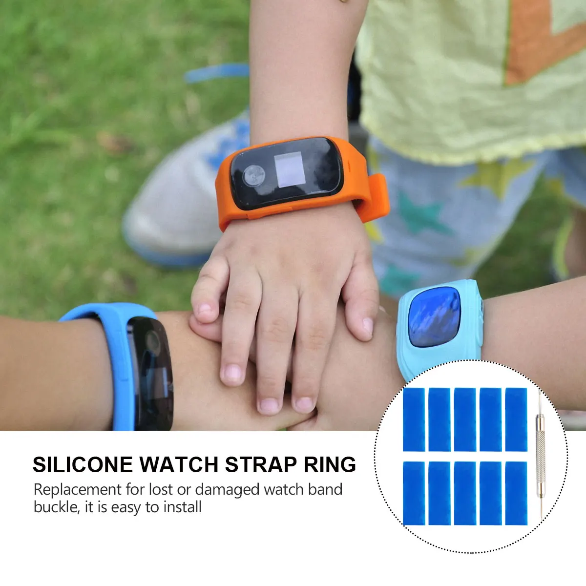 

11pcs Silicone Band Loop Watch Strap Keeper Replacement Repair Kit Anti-Slip Watch Band Buckle Replacement Tool