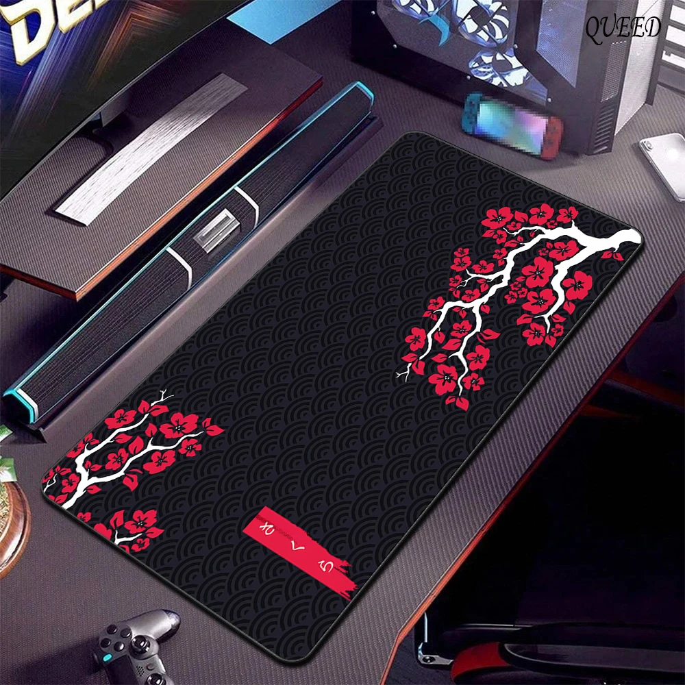 Red Sakura Mouse Pad Large Mouse Mat Natural Rubber Table Gamer Mousepad Rug Desk Mat Popular Deskmat Cherry Blossom Mousepads