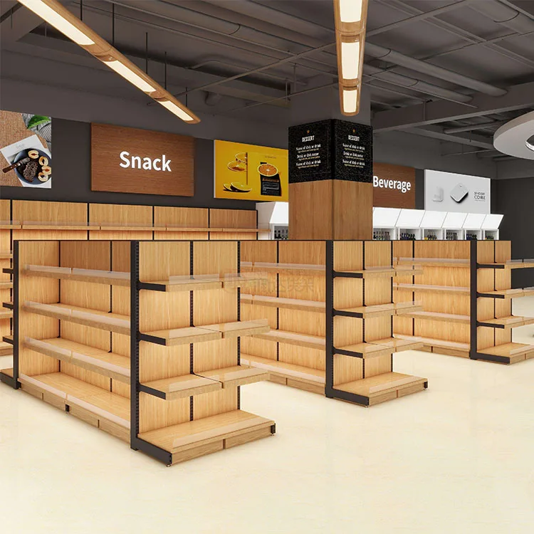 Custom.Wholesale Retail Wood & Steel Bookstore Display Racks for Grocery Store & Supermarket Shop Shelf for Product Display