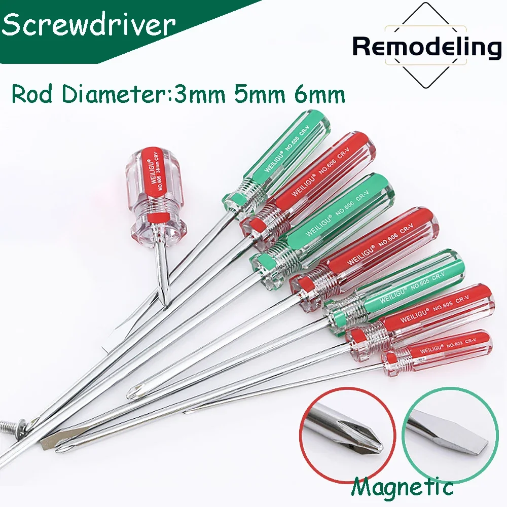 

1pcs 3mm 5mm 6mm Phillips Slotted Screwdriver Magnetic Tip Screw Driver Spanner Hand Repair Tool Durable Screwdrivers