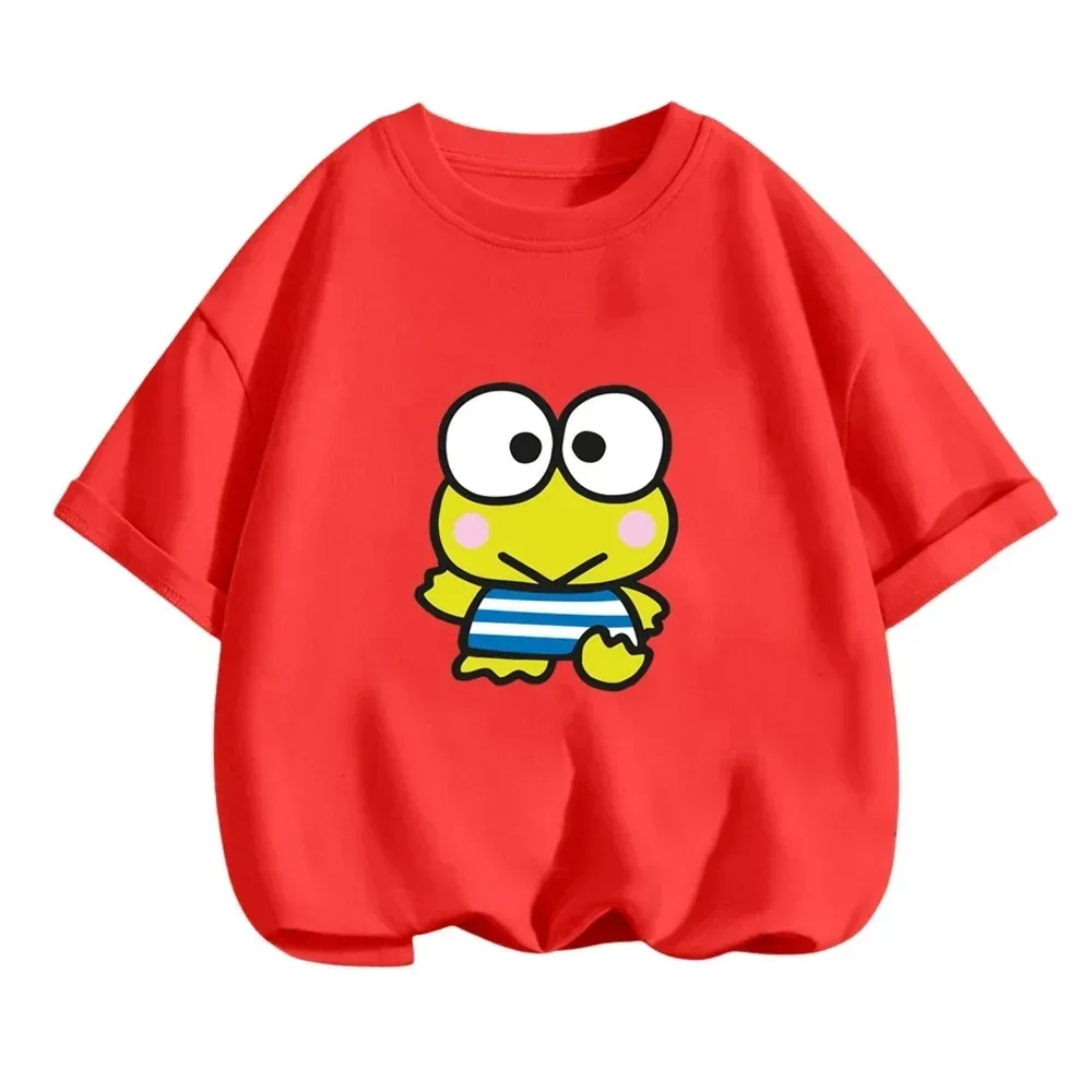 2024 Kero Kero Keroppi T-shirt  Anime Summer Multiple Fashion Children's T-shirts Round Neck Casual Short Sleeve Print Trucksuit