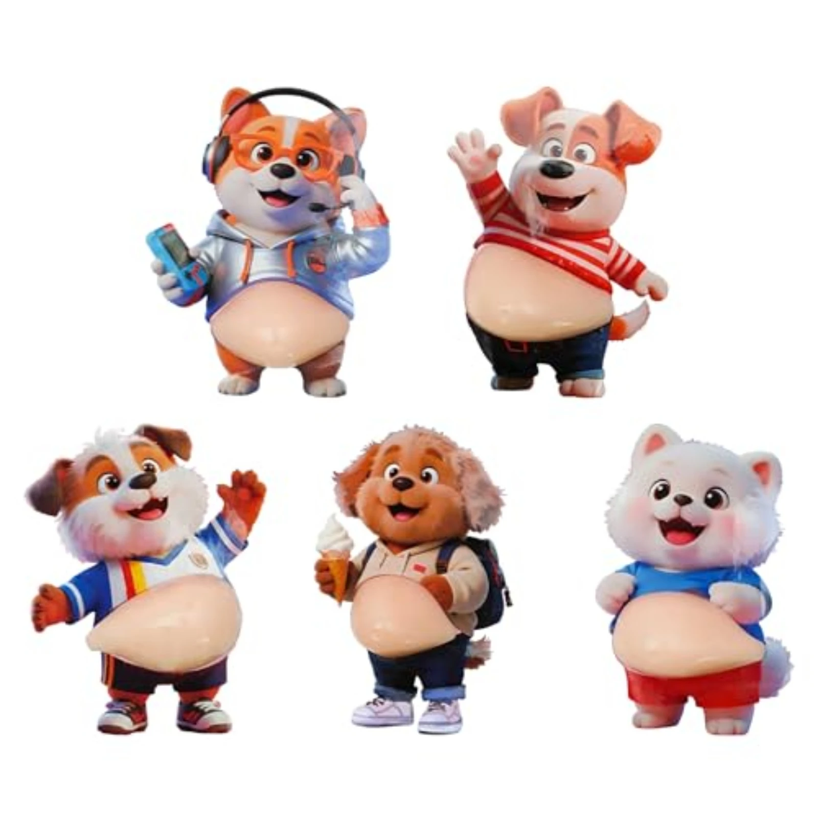 1pc Cute 3D Soft Belly Dog Sticker, Cartoon Animal Soft Belly Design Stickers, Decompression Sticker Toys, Random Styles