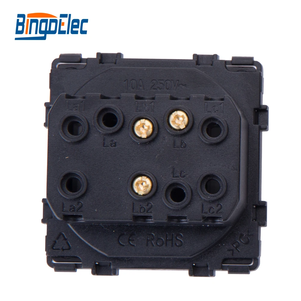 Bingoelec Push Light Switch Wall Power Switch On Off Switch Button Lamp Switch 1/2/3Gang 2Way With Glass Frame Home Switch