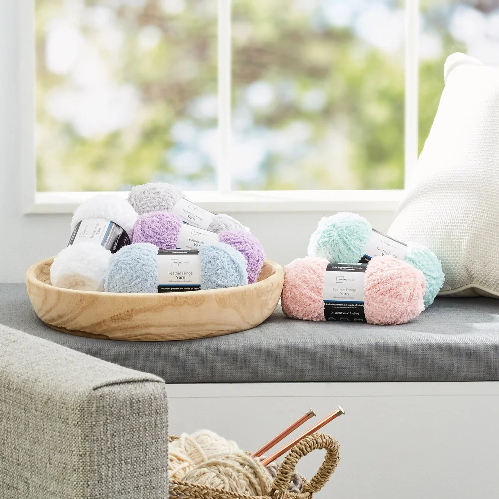 Feder-Fransengarn, Opalongrün, 251 Yards, 100 % Polyester, leichtes Strickgarn, 3er-Pack, Decken, Schals, Hüte, Pullover