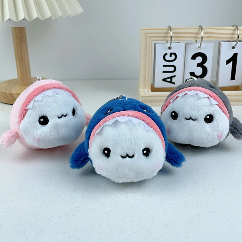 Cartoon Shark Plush Keychain Stuffed Animal Keyring Cute Plush Doll Bag Hanging Decoration Backpack Pendant For Couple Gifts