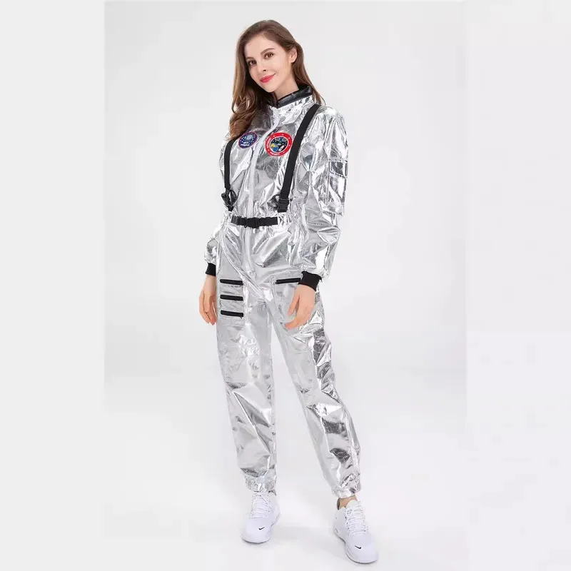 

COSda@Halloween Christmas Silver Spaceman Men Women Space Suit Adult Astronaut Costume Family Party Dress Up Birthday GiftCOSda