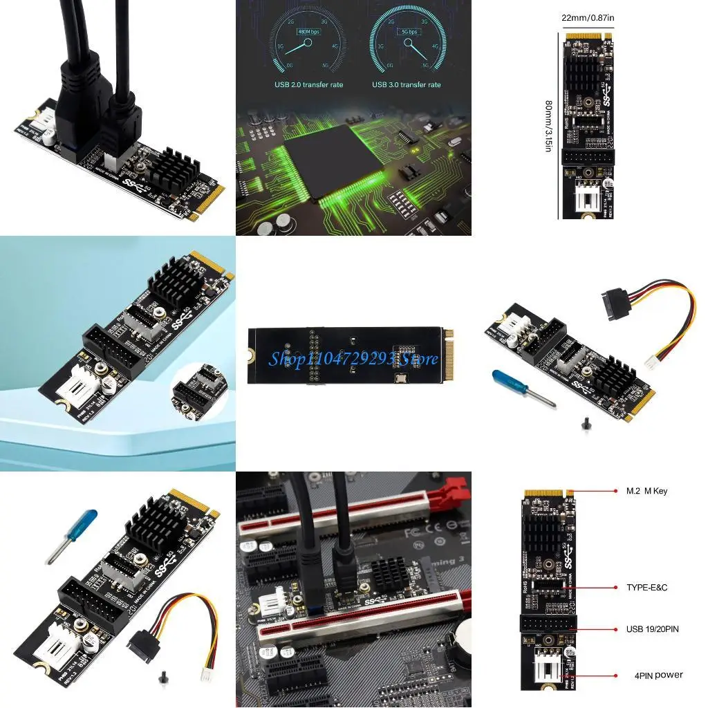 Y2GD Fast Speed USB 3.1 PCIe Expansion Adapter For M.2 MKey Systems Multiple Port Support And Easy Installation