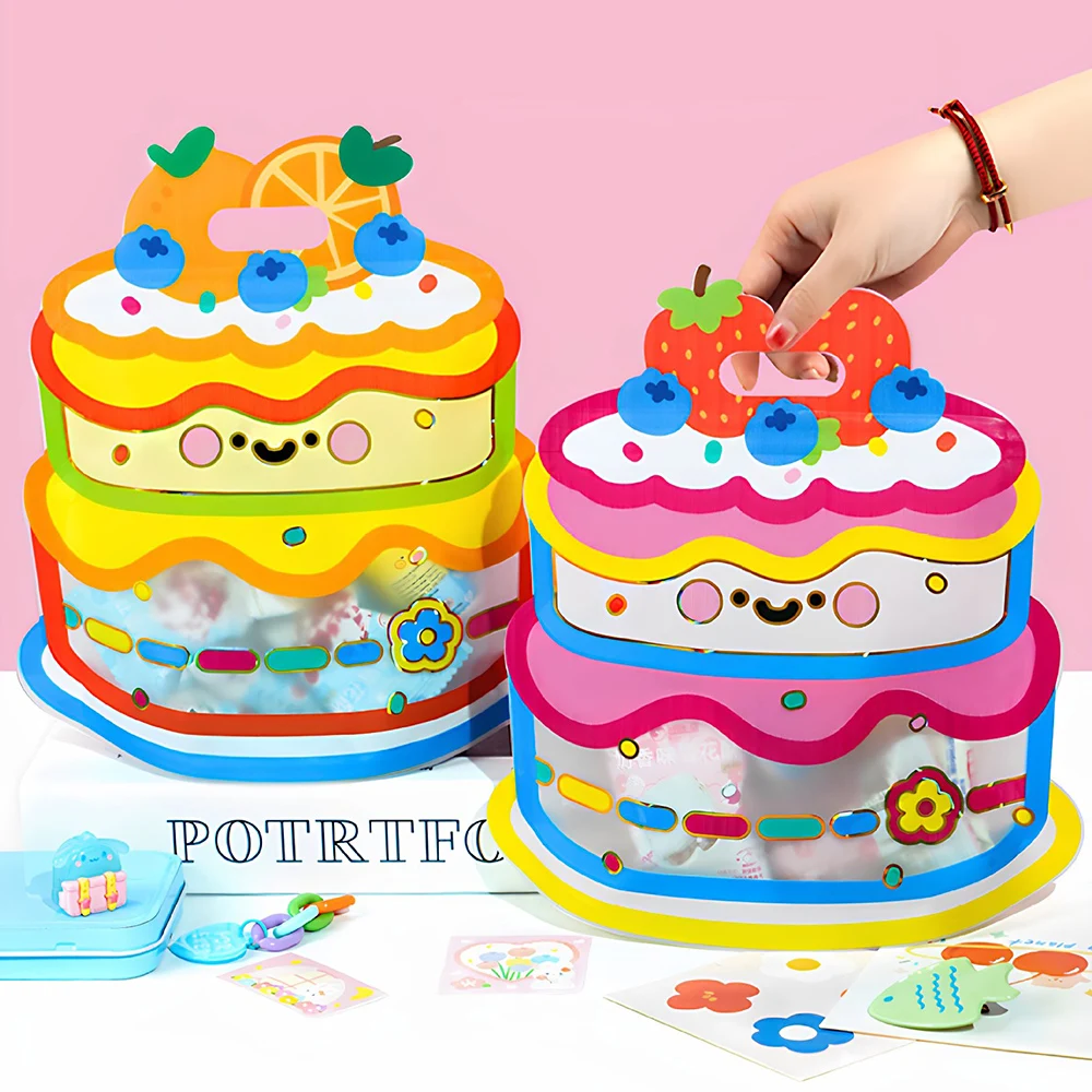 20/50Pcs Portable Plastic Ziplock Bags with Cake Pattern Snack Sweets Sealing Pocket for Children's Birthday Party Creative Gift