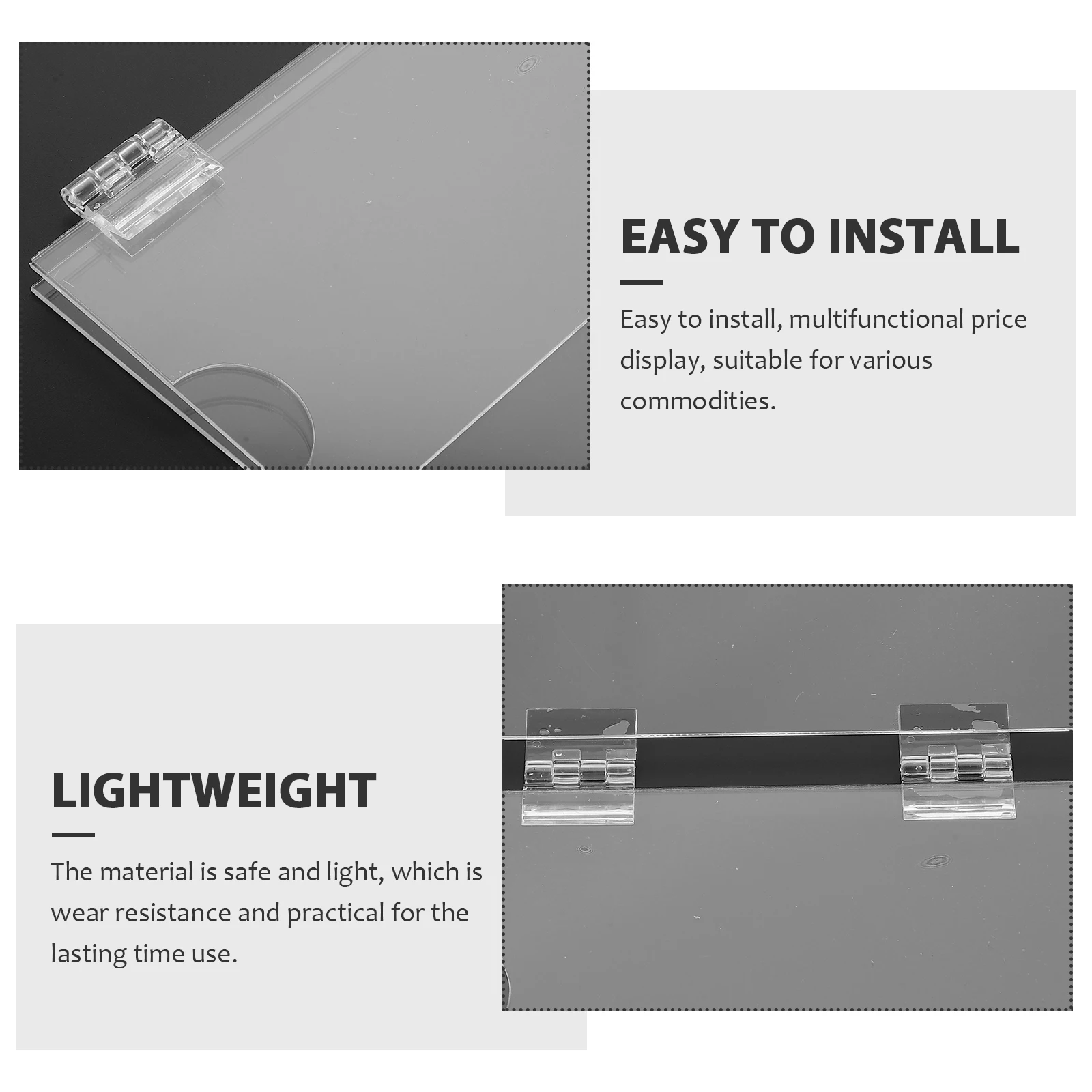 

2pcs Supermarket Price Display Holder Retail Shelf Label Stand Wear-Resistant Transparent Reusable Merchandise Tag Stand For