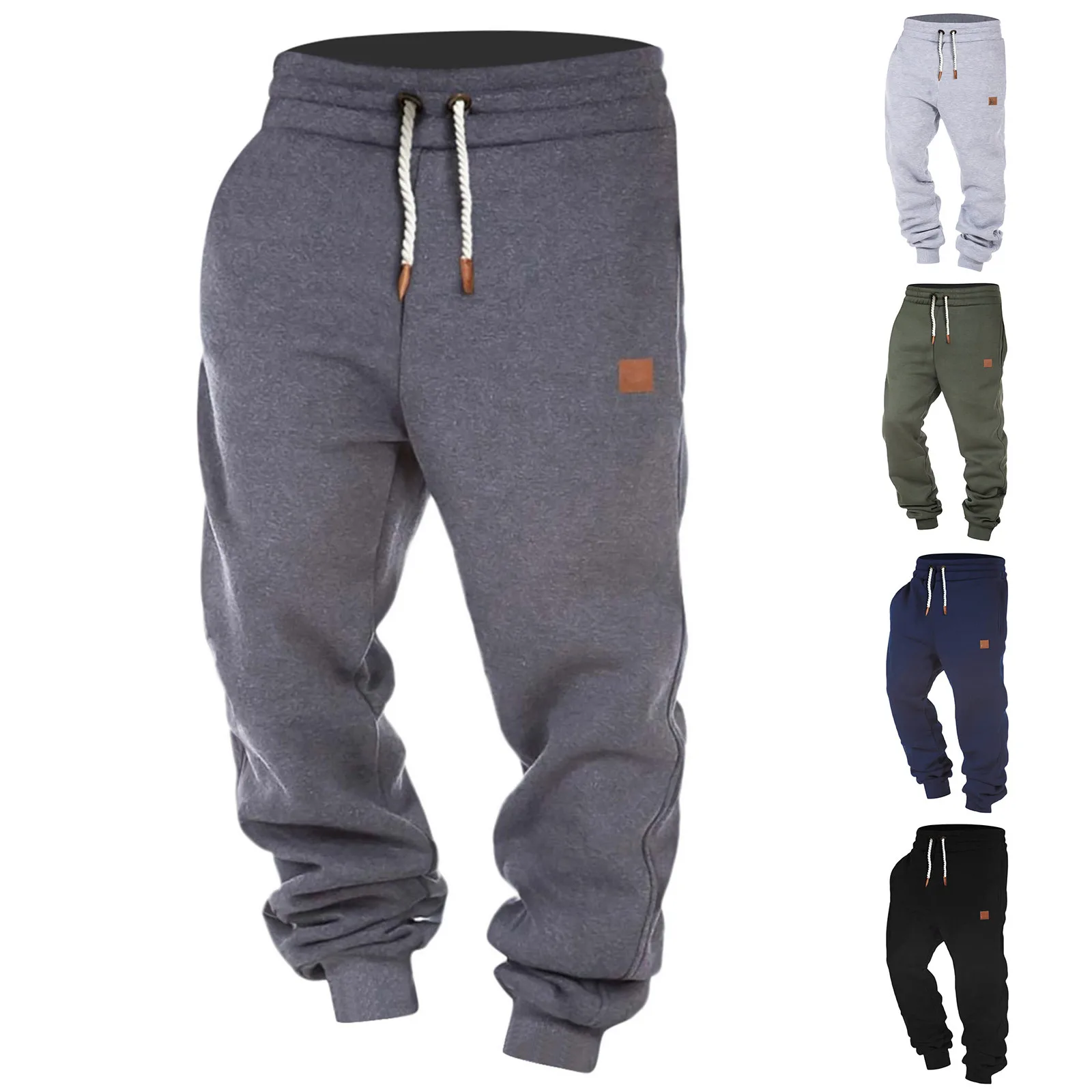 

Men's Spring Trousers Casual Athletic Fleece Pants Jogging Pants Male Solid Color Loose Sport Discovery Channel Long Pants