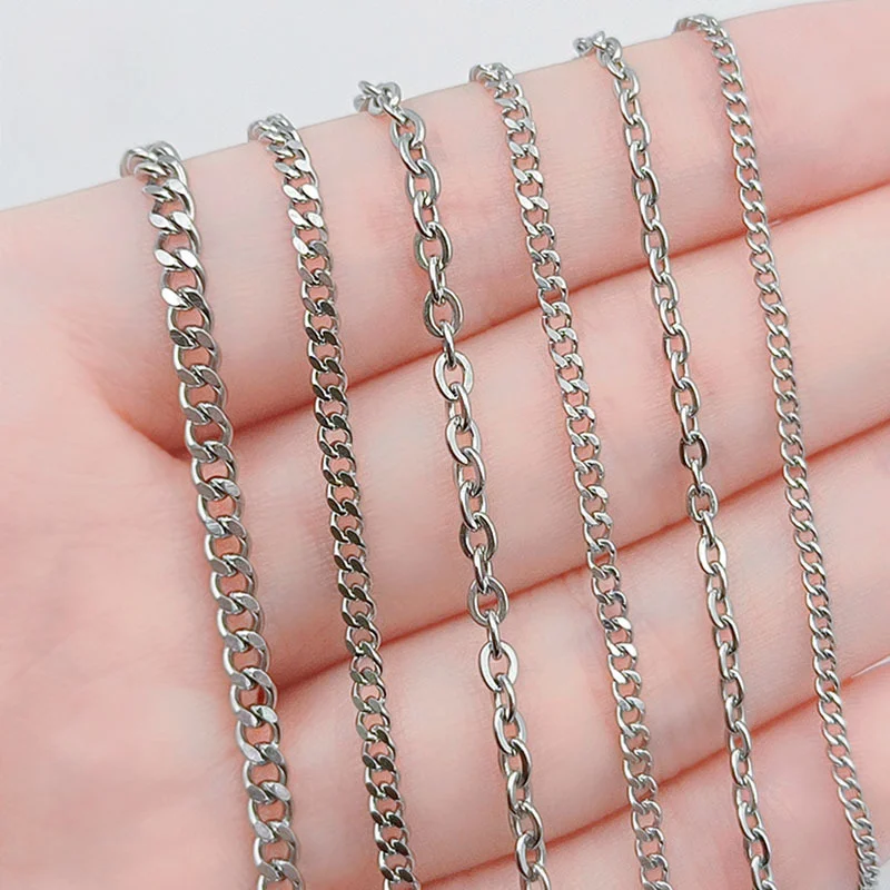 

WZNB 1Meters/Lot 6 Size Stainless Steel Polishing Chains Necklace For DIY Jewelry Findings Making Materials Handmade Supplies