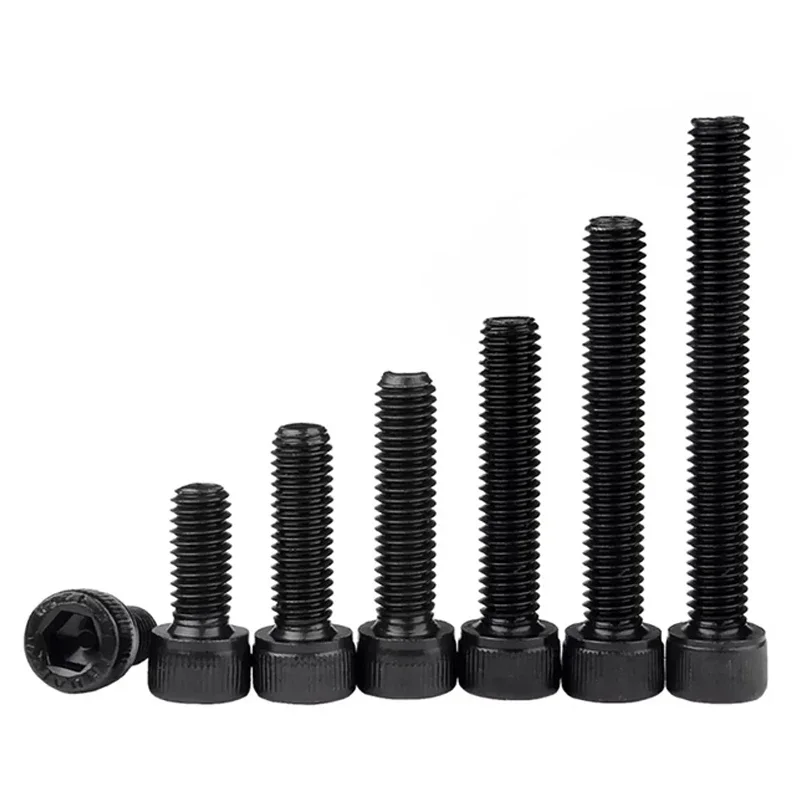 Vite M6 M8 M10 M12 ~ M20 Passo 0.75/1.0/1.25/1.5mm Nero Filettatura Fine Grado 12.9 Acciaio al carbonio Vite a esagono incassato Bullone a brugola
