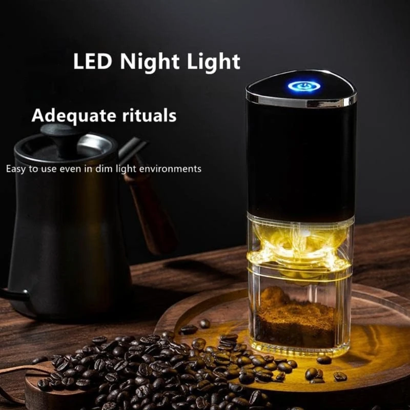 Electric Coffee Grinder Adjustable Settings Plastic Coffee Mill Portable Coffee Bean Grinder for Outdoor Indoor Travel