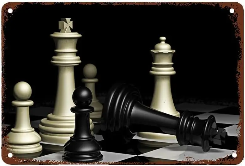 Metal Tin Sign Painting Chess Pieces Poster Wall Decoration Art Posters Vintage Gifts Metal Tin Painting (8x12inch) sign