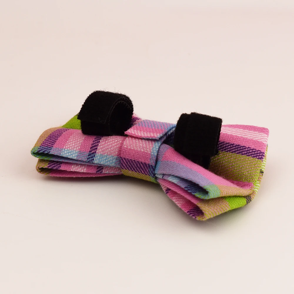 Plaid Pattern Cat Collar Bowknot Adjustable Safety Personalized pet collar Customized Name Soft Collar