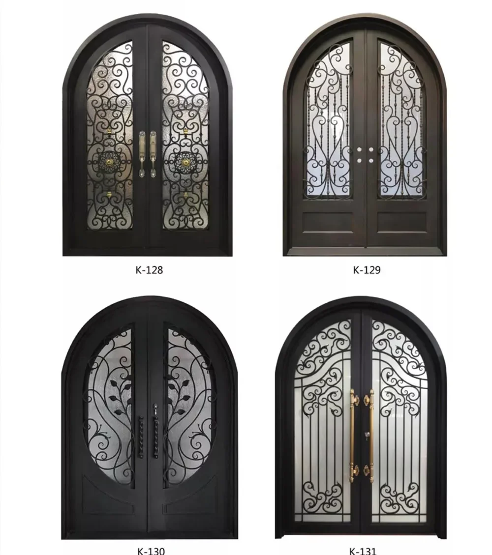 Custom Luxury single metal security front entry doors home residential villa exterior  wrought iron safety entrance door design