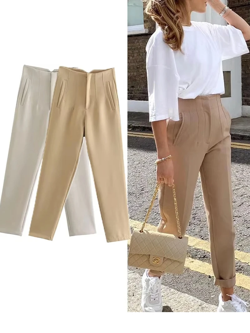 

Women Elegant Solid Pencil Pants High Waist Pant For Women Casual Streetwear Woman Trousers Office Wear Chic Pant