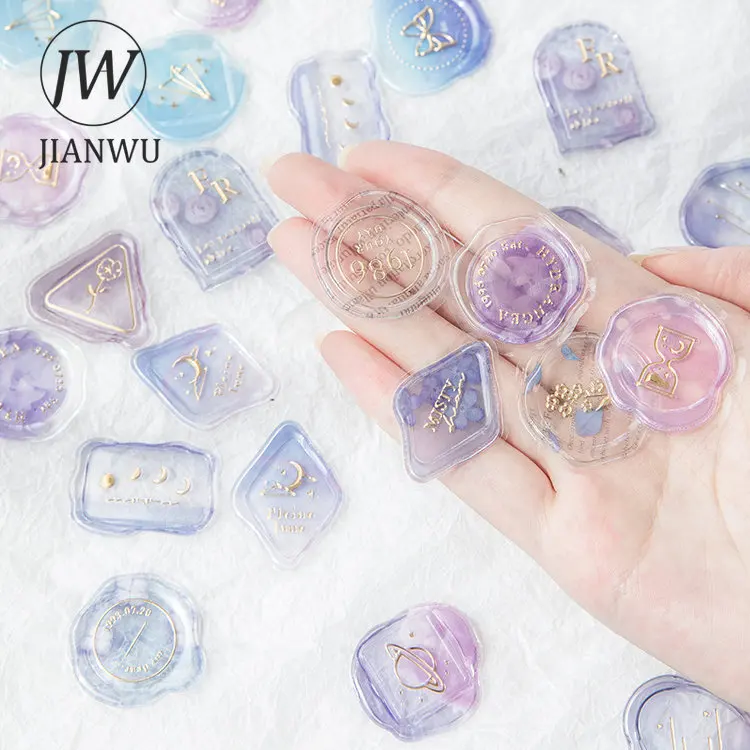 JIANWU 18 Sheets Candy Color Three-dimensional Envelope Seal Sticker Kawaii Wax Stamp Sticker Creative DIY Decor Stationery