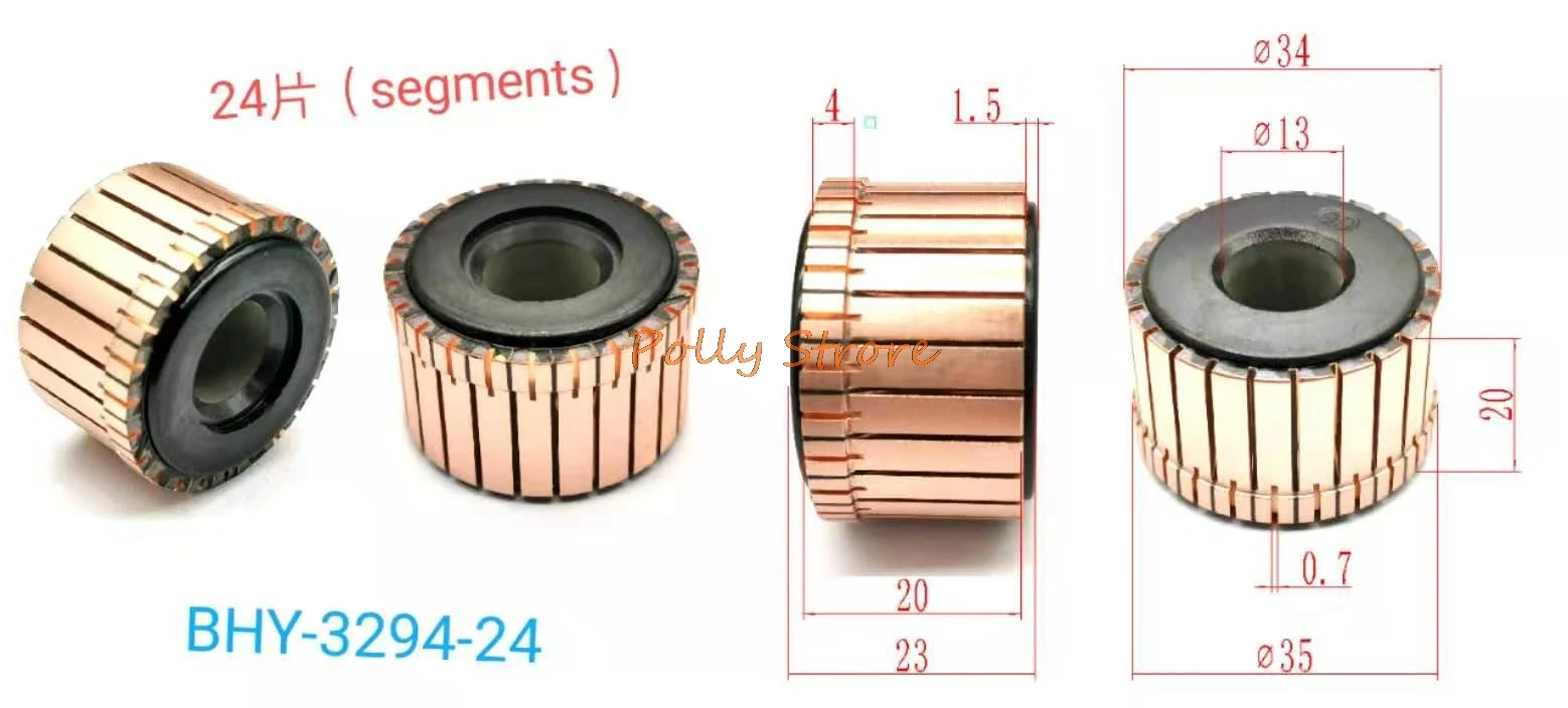 

1Pc 13x34x20(23)mm 24P Copper Bars Alternator Electric Motor Commutator BHY-3294-24