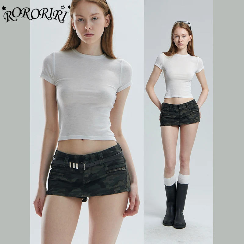 

RORORIRI Американская камуфляжная джинсовая супер короткая юбка Spice Girl для женщин с низкой талией, камуфляжная тонкая мини-юбка-карандаш, клубная вечерние посадка