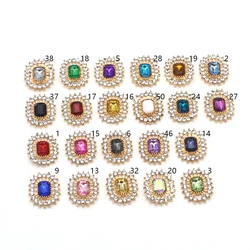 10Pcs 16*20MM Rectangular Rhinestone Glass Alloy Accessories Diy Wedding Dress Hair Jewelry Decorative Accessories