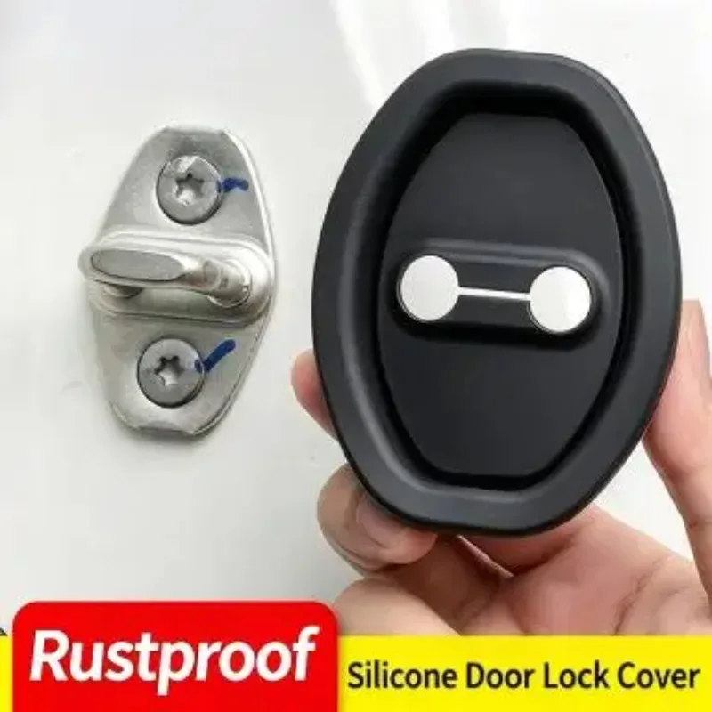 Elastic Silicone Silent Cushion Pads 4Pcs Car Door Latch Protector Covers Anti-Collision Shock Absorbing Damping Parts