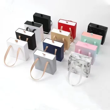 Handheld Schmuck verpackung Box tragen Rüstung Ring Ohrring Halskette Lagerung Geschenk box Papier ausziehbare Schublade Schmucks cha tulle Großhandel