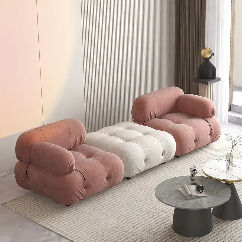 French straight row cloud sofa cream wind small apartment fabric sofa Internet celebrity tofu module double sofa