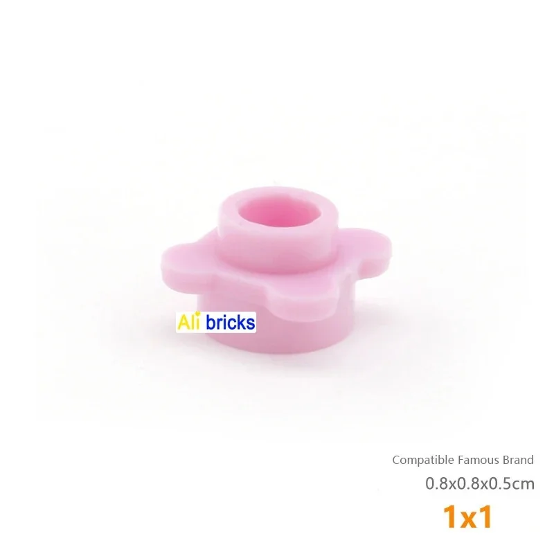 MOC 200PCS Building Blocks Set 33291 round 1x1 Edge with Plants Plate Flower Bricks Compatible Particle Toys for Children Gifts