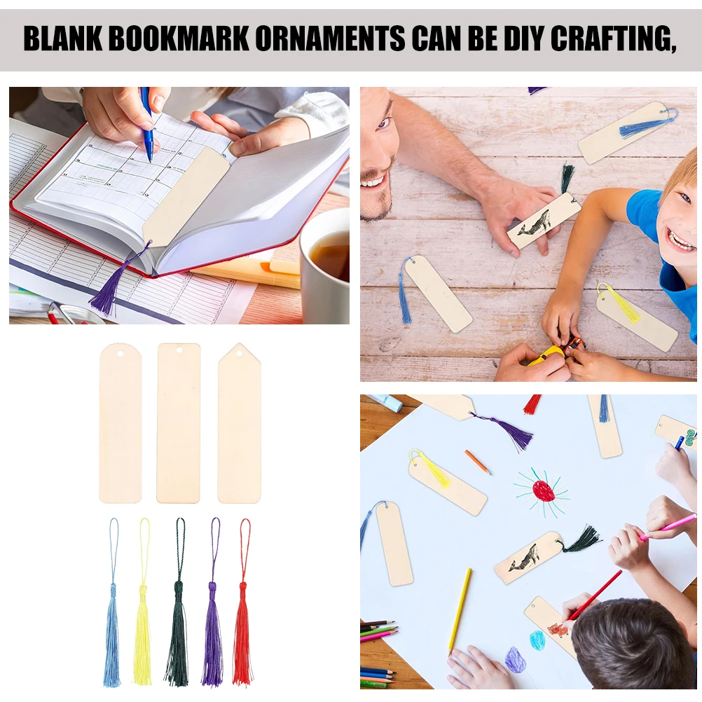 

30 Wooden Bookmark Blank Unpainted DIY Reading Page Markers Tag Ribbon Bookmarks Craft Supplies Student Lovely Gifts