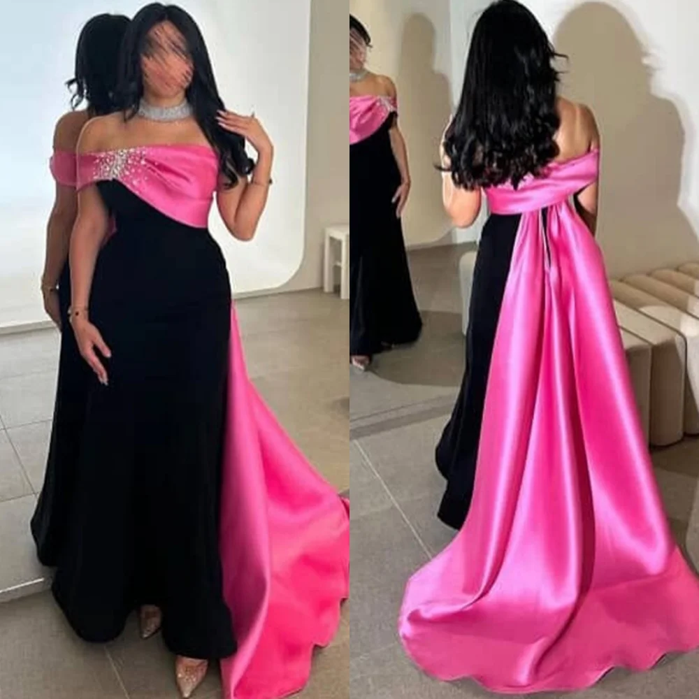 ที่กําหนดเอง Sparkly ซาตินชุดราตรีประณีตปิดไหล่ชุดราตรีอารมณ์ Court รถไฟ Vestido De Festa