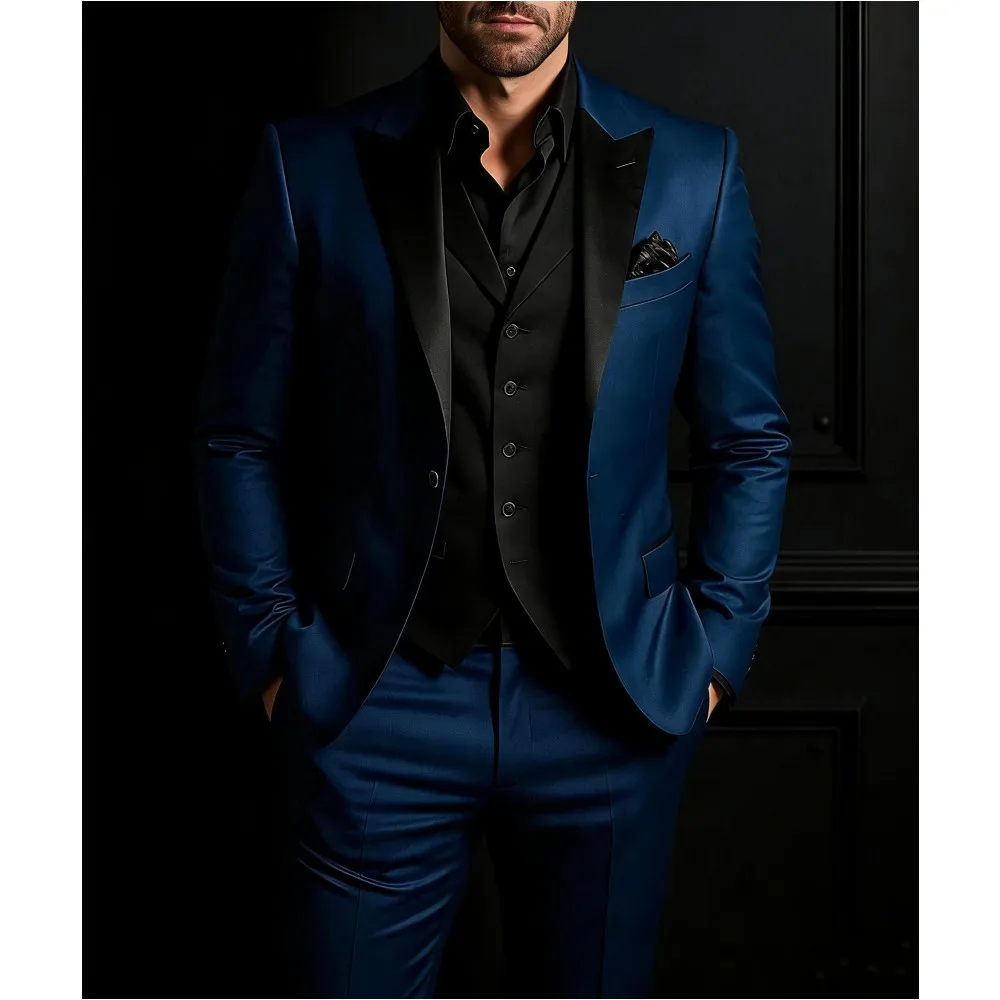 

Мужские модные костюмы: черный смокинг с заостренными лацканами на одной пуговице для вечеринок, выпускных, официальных мероприятий, свадеб, для жениха, на заказ, 3 предмета