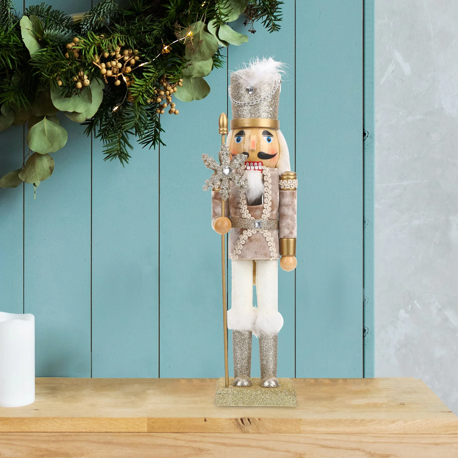 

Wooden Xmas Nutcrackers Christmas Table Decorations Traditional Statue naments Craft Gifts Home Hotel Restaurant Coffee Shop