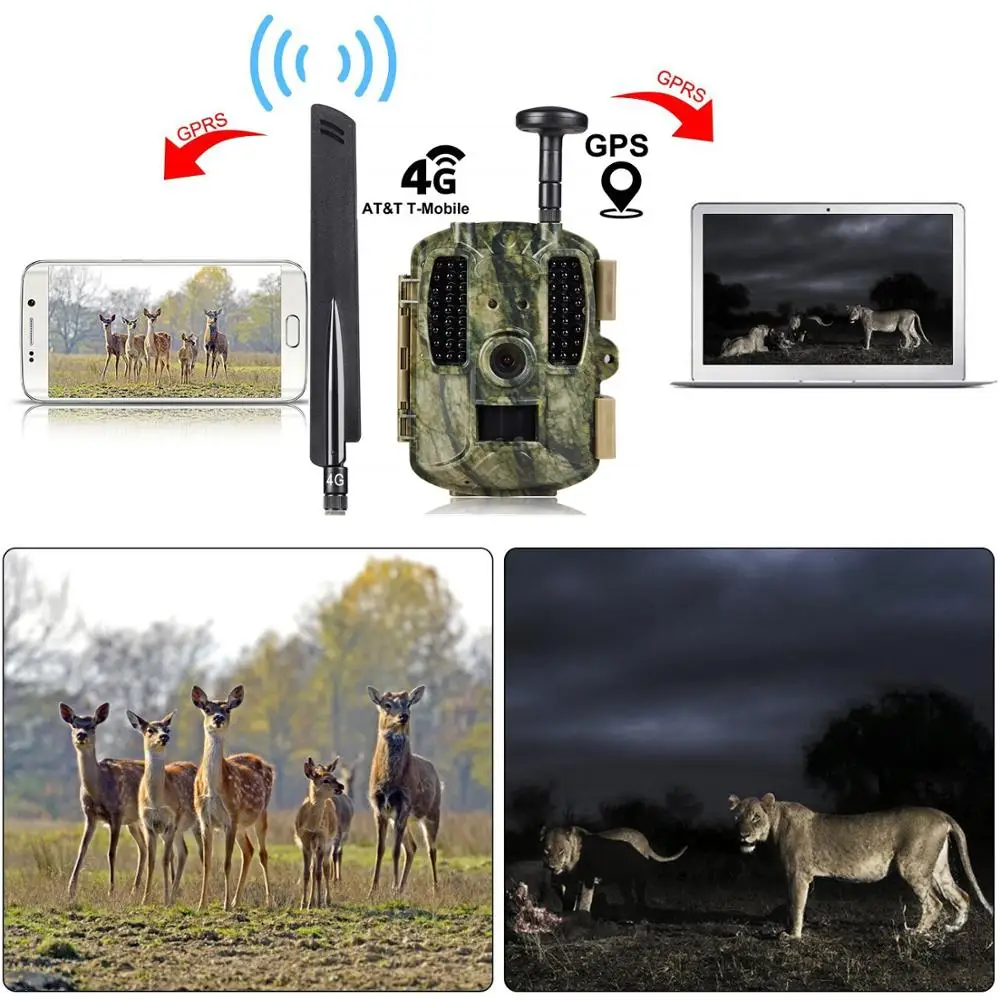 Solar 4G Hunting s Photo Traps Scout Wild  Trail GPS/Email/MMS/FTP/GSM Night Vision External Solar Charger  4G