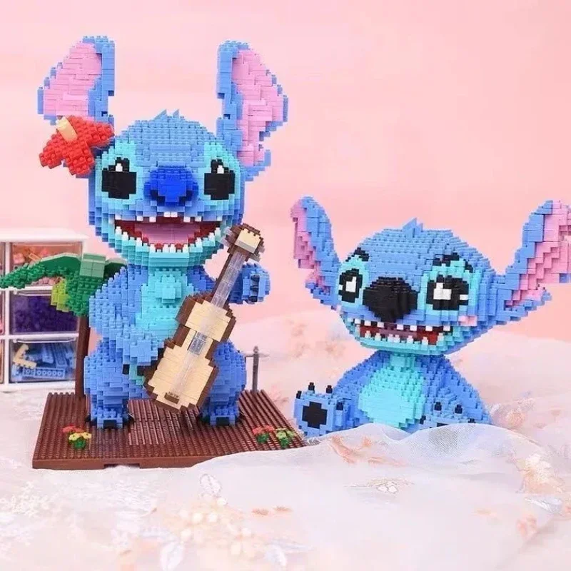 Disney Stitch Series Guitar, Reading Posture, Assembly of Building Blocks 3D Model of Adult and Children\'s Puzzle Toys Gift