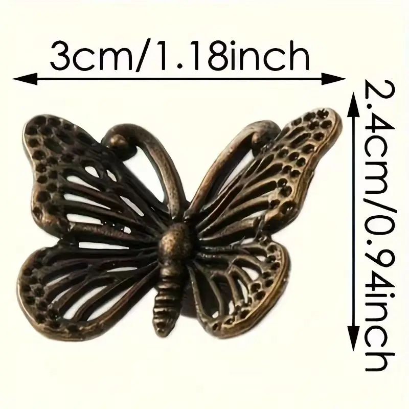 20pcs Antique butterfly Shape Dresser Drawer Handle Alloy Kitchen Handle for Wooden Wardrobe Jewelry Box Decorative