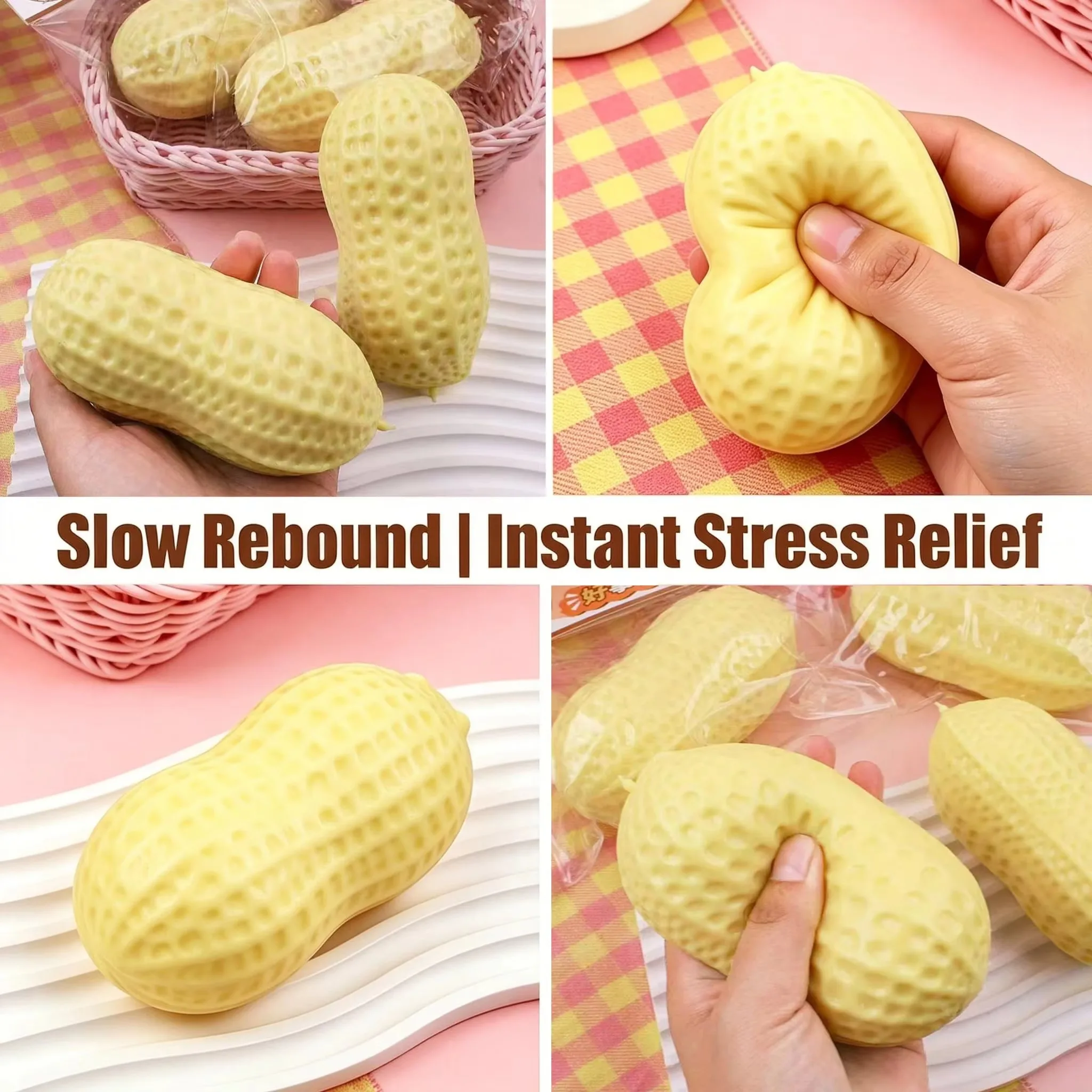 Peanut Squishy Slow Rising Crispy Texture Sensory Stress Anxiety Relief Desk Gadget Relaxing Hand Squeeze Toy Party Gift  Adult