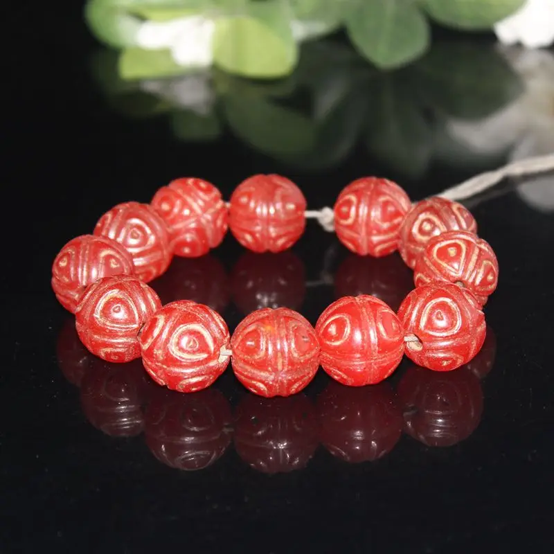 

Red Ball Bracelet Ancient Old Agate Bead Necklace Beads String