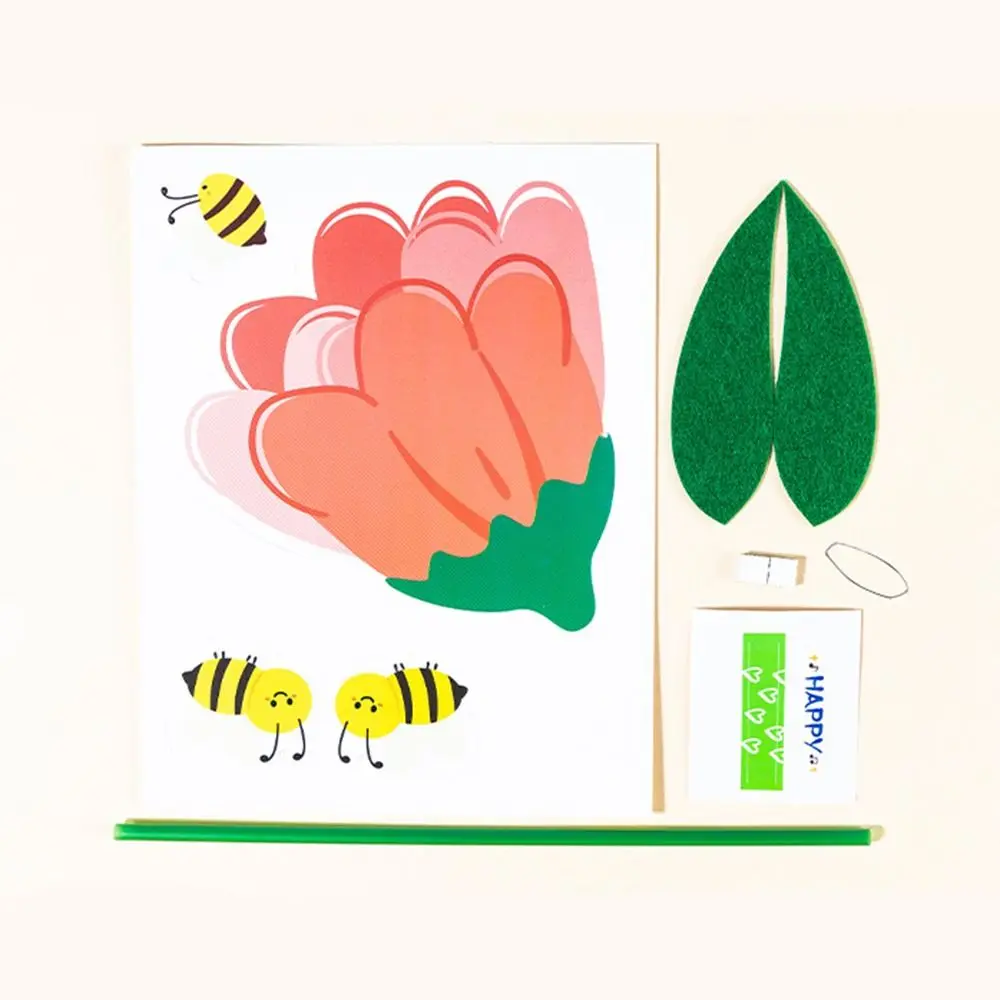 3D Greeting Card Thank You Flower Shape Handcraft Postcard Mother's Day Card DIY Handmade Materials Flowers Bouquet Materials