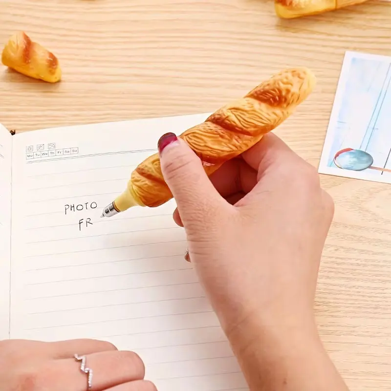 1 Novel Bread-Shaped Pen, Plastic, Cartoon Design, Fun Party Favor