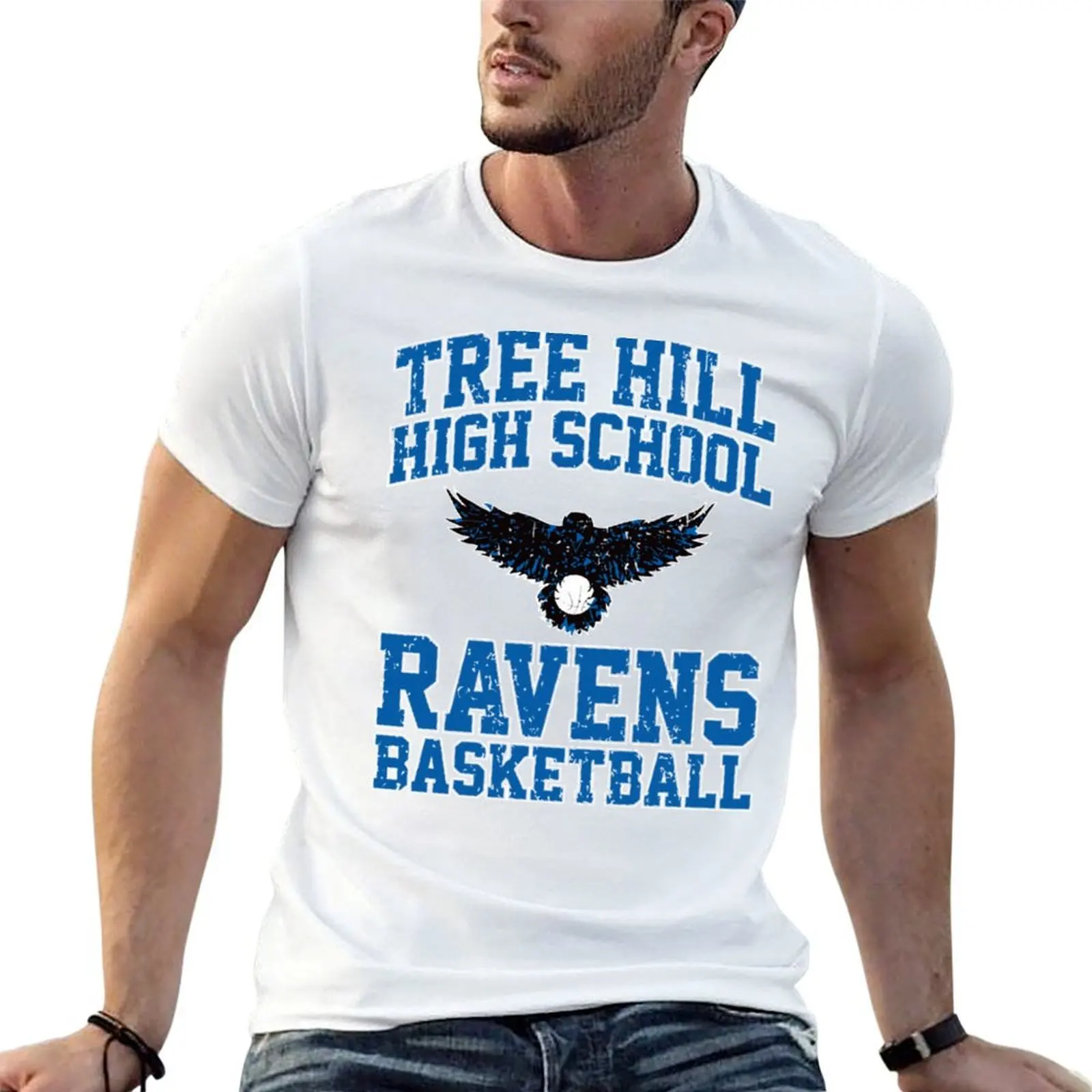 

Баскетбольная футболка Tree Hill High School Ravens, мужские футболки с графическим рисунком, мужская винтажная футболка с графикой